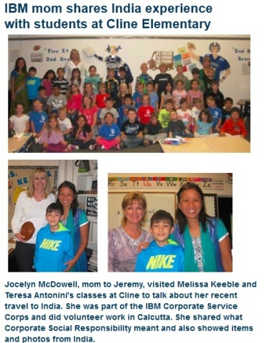News article of my visit with 2nd grade classes